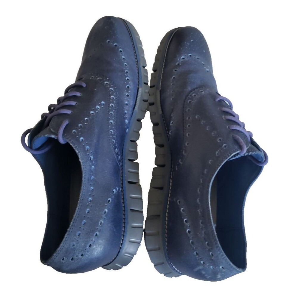 Cole Haan Zerogrand Wing Ox Blue Leather Wingtip Brogue Oxford Shoes Men's 11.5M - Picture 9 of 11